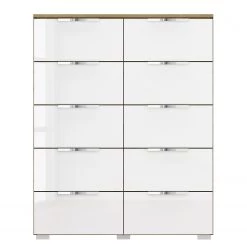 Buffet SKØP x10 - Blanc brillant / Imitation chêne Artisan - Chrome -Commodes Soldes 1000317360 220119 14163300592 DETAILS P000000001000317360