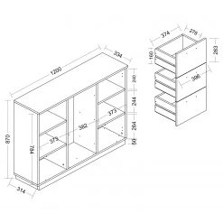 Loftscape Buffet Modica II - Blanc brillant -Commodes Soldes 1000329952 220203 161450000500 SKETCH DETAILS P000000001000329952 sketch