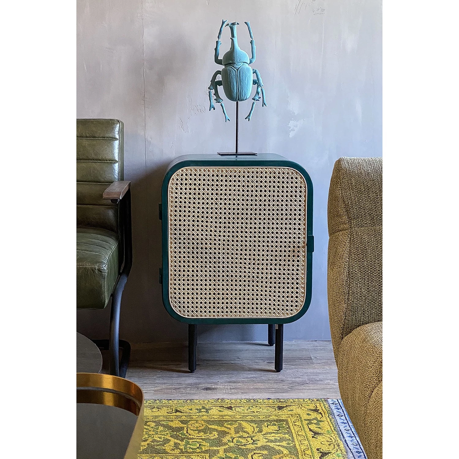 Red Living Placard Shad - Rotin / Manguier massif - Bleu pétrole 2 Red Living Placard Shad - Rotin / Manguier massif - Bleu pétrole – Image 2