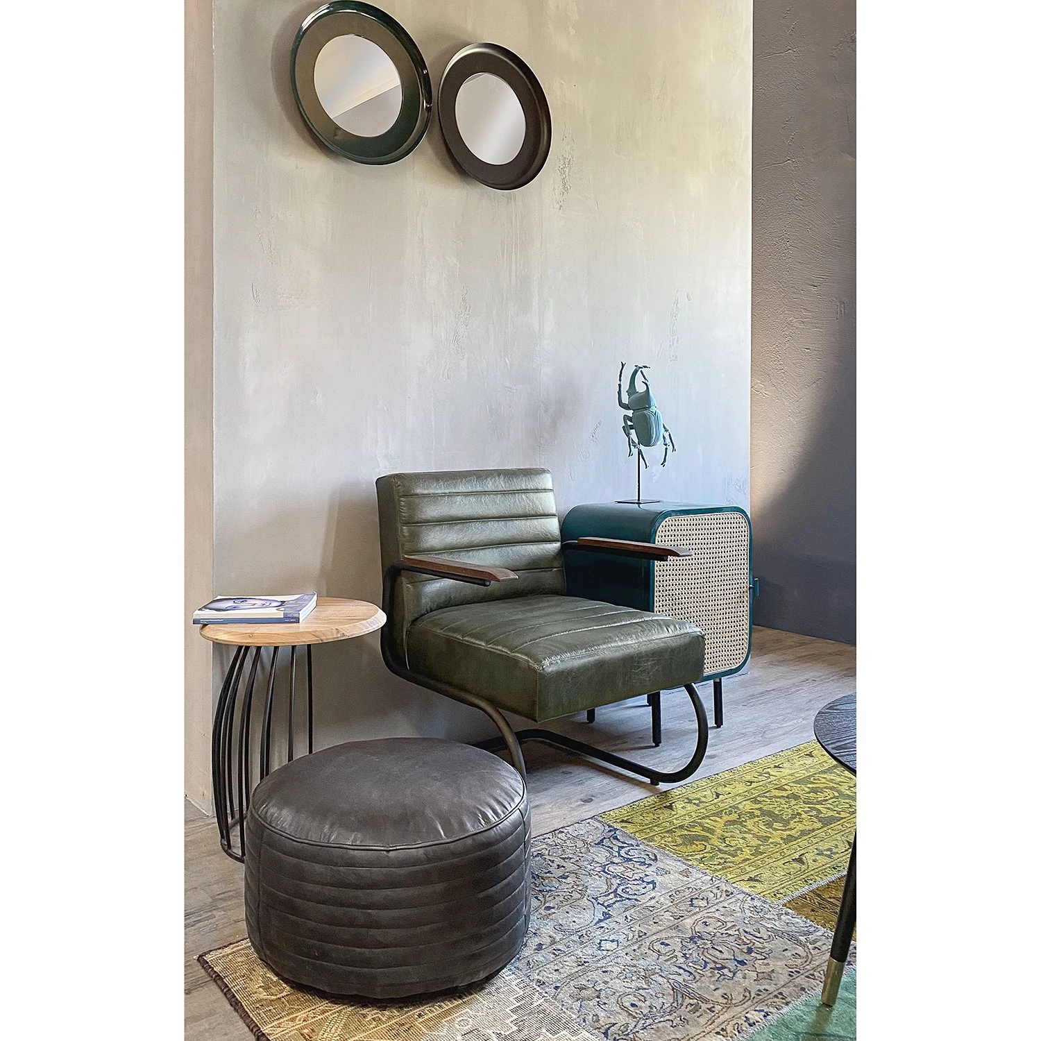 Red Living Placard Shad - Rotin / Manguier massif - Bleu pétrole 3 Red Living Placard Shad - Rotin / Manguier massif - Bleu pétrole – Image 3