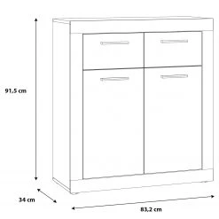 Loftscape Buffet Ballito - Blanc / Imitation noyer -Commodes Soldes 1000342449 220404 500 SKETCH DETAILS P000000001000342449 sketch