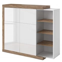 Loftscape Buffet Shipley - Blanc brillant / Imitation chêne