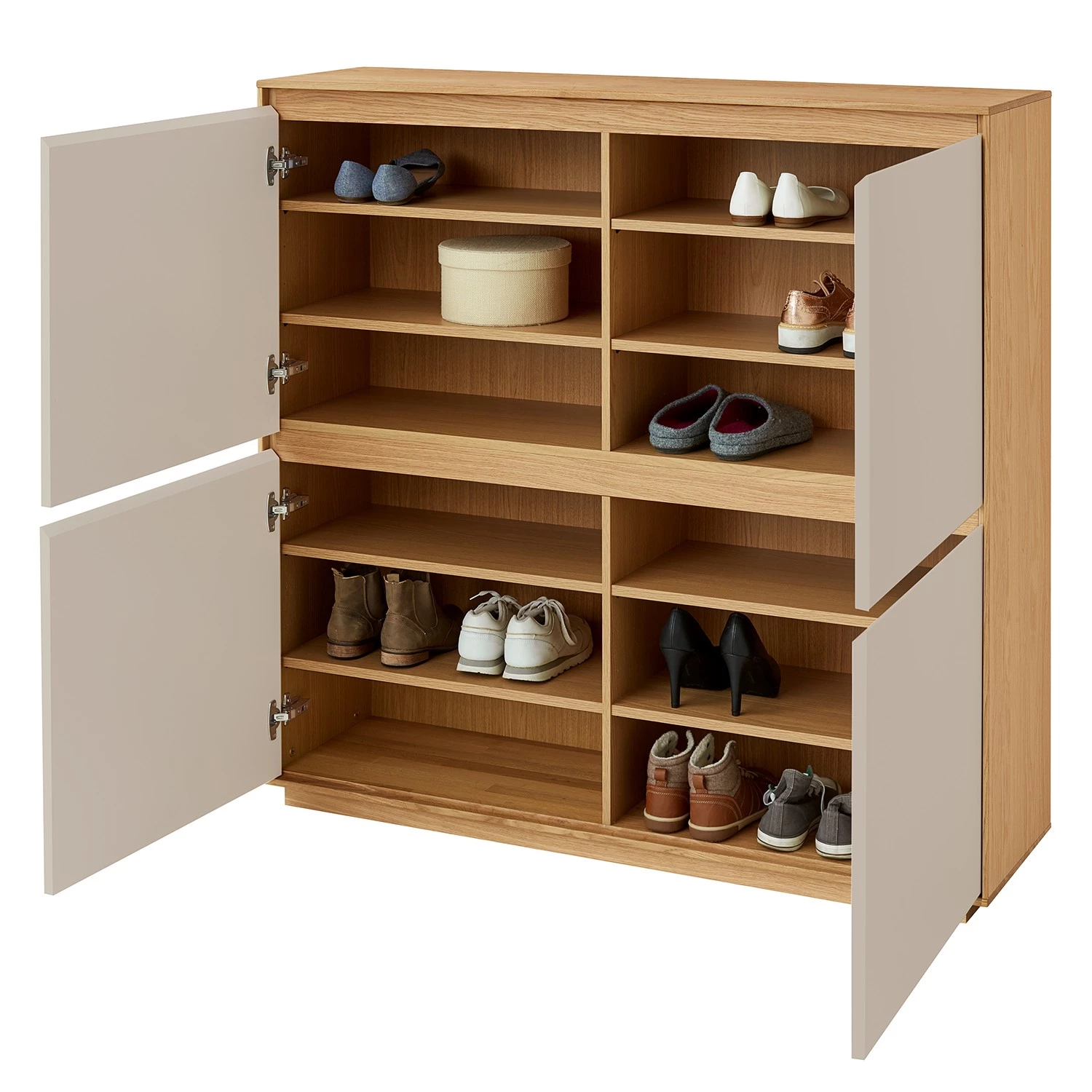 Voss Meuble à chaussures V100 I - Partiellement en chêne massif - Taupe 3 Voss Meuble à chaussures V100 I - Partiellement en chêne massif - Taupe – Image 3