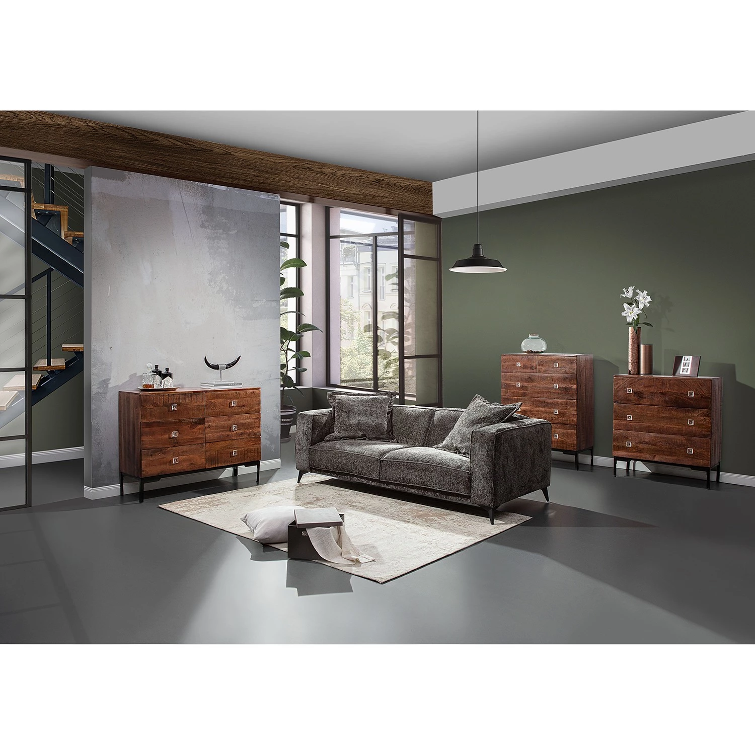 Red Living Commode Telados - Manguier massif / Métal - Manguier foncé / Noir 3 Red Living Commode Telados - Manguier massif / Métal - Manguier foncé / Noir – Image 3