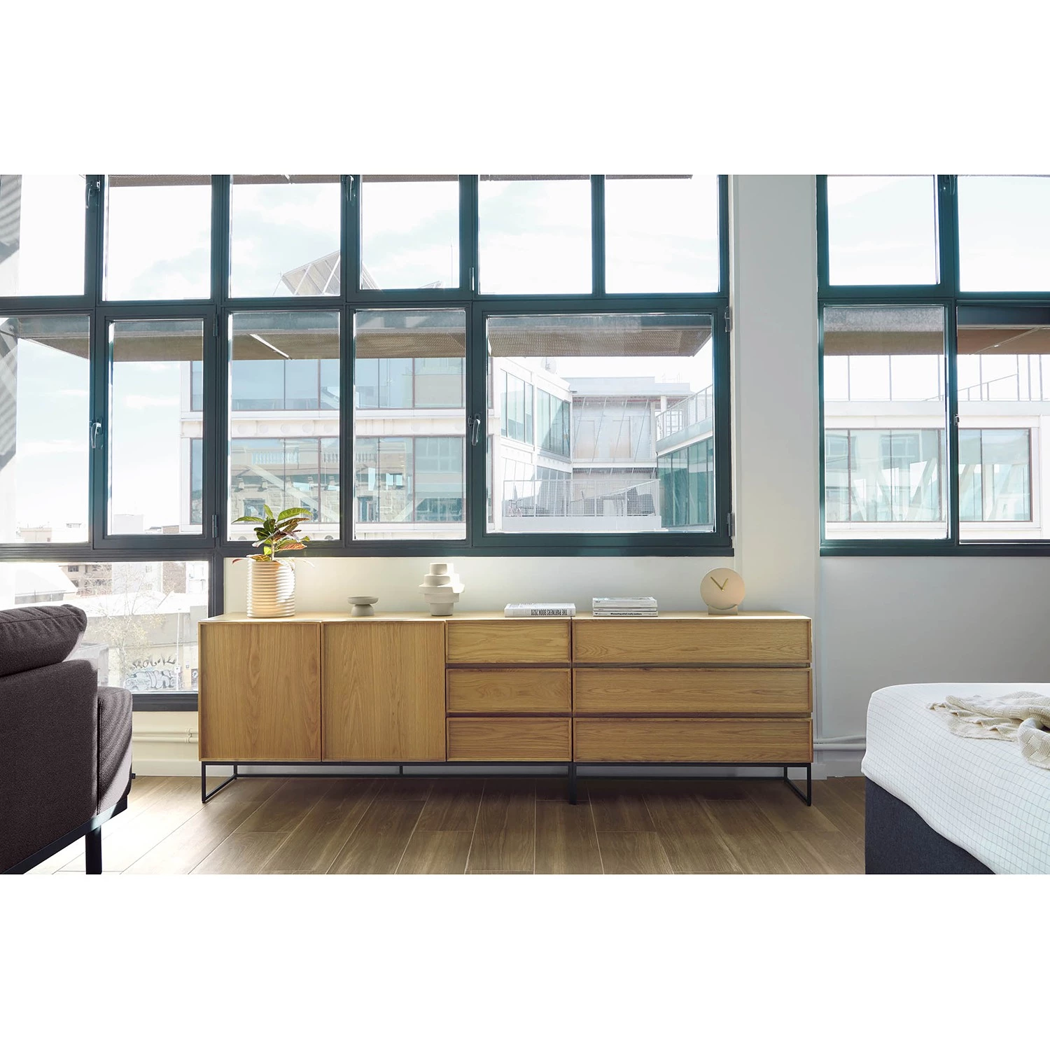 Red Living Commode Tabora I - Placage en bois véritable - Chêne 3 Red Living Commode Tabora I - Placage en bois véritable - Chêne – Image 3