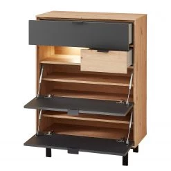 Fashion For Home Meuble à chaussures Leox - Avec éclairage inclus - Graphite / Imitation chêne artisan -Commodes Soldes 1000364253 220719 035 DETAILS P000000001000364253