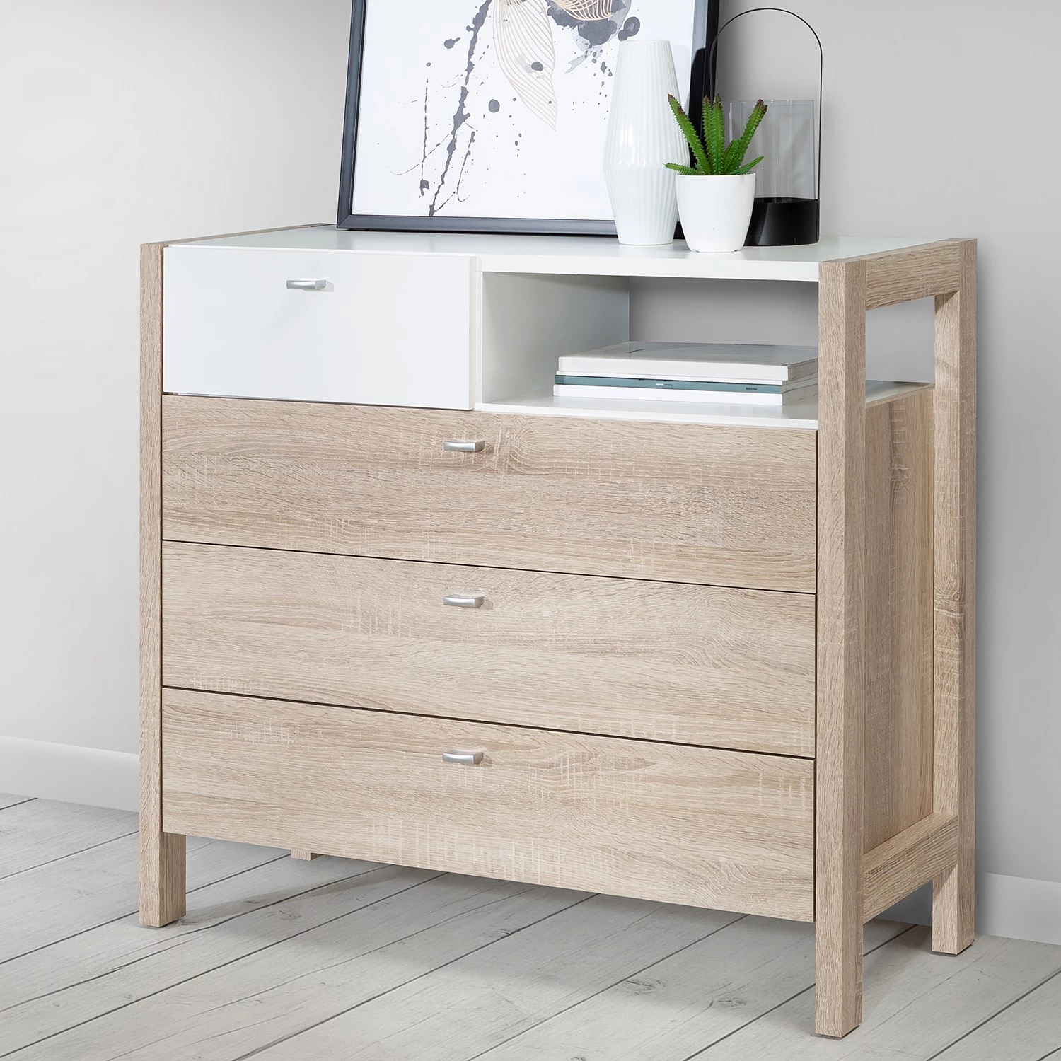 Loftscape Buffet Thurles II - Imitation chêne Sonoma / Blanc 2 Loftscape Buffet Thurles II - Imitation chêne Sonoma / Blanc – Image 2