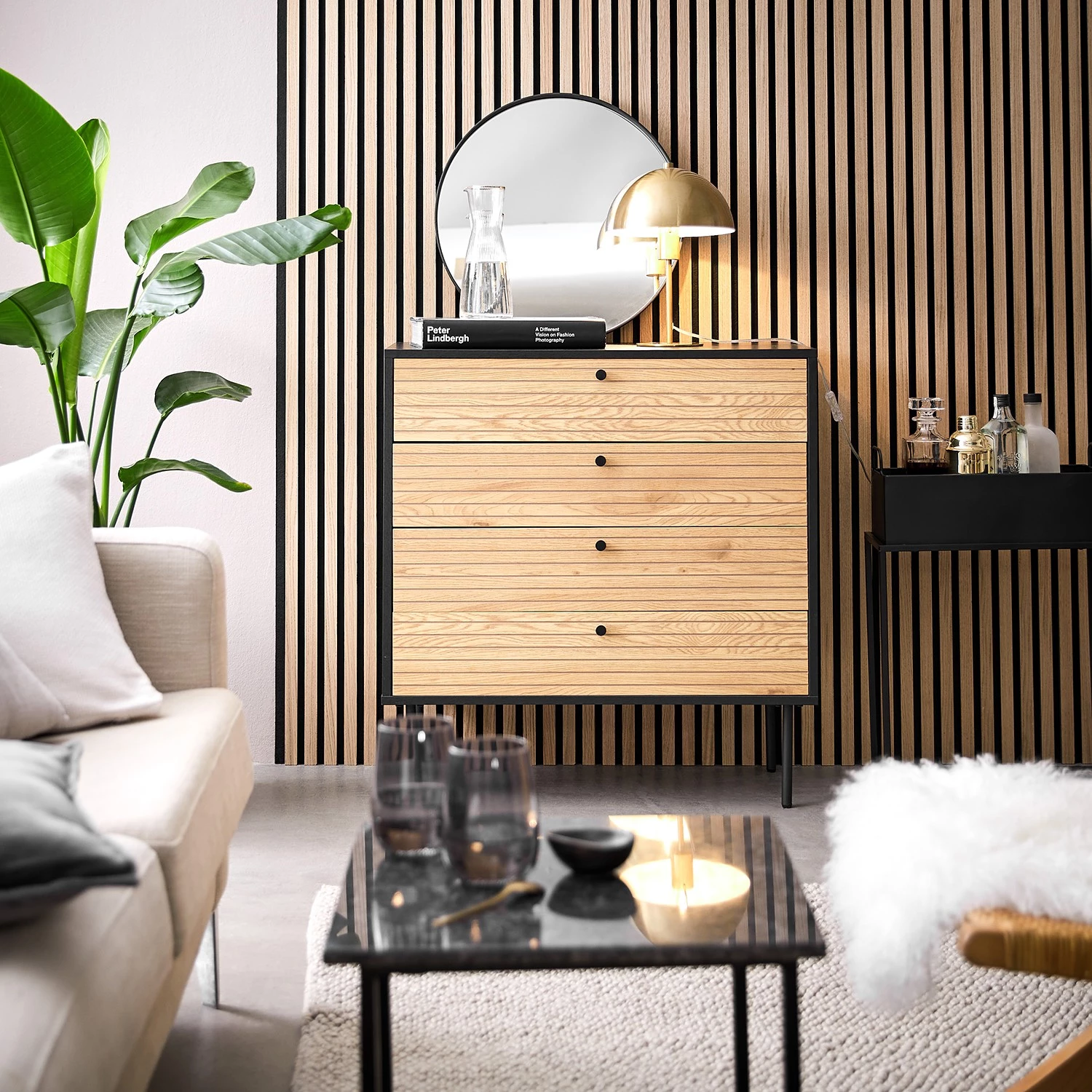 Butlers Commode MODERNIST - Placage chêne / Aluminium - Noir / Naturel 2 Butlers Commode MODERNIST - Placage chêne / Aluminium - Noir / Naturel – Image 2