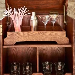 Butlers Valise bar HEMINGWAY - Cuir aniline / Frêne massif - Brun foncé -Commodes Soldes 1000365699 220728 021 MOOD DETAILS P000000001000365699 mood