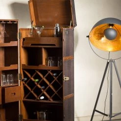 Butlers Valise bar HEMINGWAY - Cuir aniline / Frêne massif - Brun foncé -Commodes Soldes 1000365699 220728 022 MOOD DETAILS P000000001000365699 mood