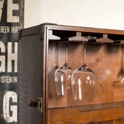 Butlers Valise bar HEMINGWAY - Cuir aniline / Frêne massif - Brun foncé -Commodes Soldes 1000365699 220728 023 MOOD DETAILS P000000001000365699 mood