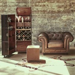 Butlers Valise bar HEMINGWAY - Cuir aniline / Frêne massif - Brun foncé -Commodes Soldes 1000365699 220728 024 MOOD DETAILS P000000001000365699 mood