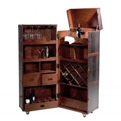 Butlers Valise bar HEMINGWAY - Cuir aniline / Frêne massif - Brun foncé -Commodes Soldes 1000365699 220728 030 DETAILS P000000001000365699