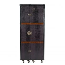 Butlers Valise bar HEMINGWAY - Cuir aniline / Frêne massif - Brun foncé -Commodes Soldes 1000365699 220728 040 DETAILS P000000001000365699