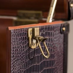 Butlers Valise bar HEMINGWAY - Cuir aniline / Frêne massif - Brun foncé -Commodes Soldes 1000365699 220728 050 DETAILS P000000001000365699