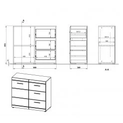 Germania Commode Adana - Blanc brillant -Commodes Soldes kommode adana hochglanz weiss 5162592
