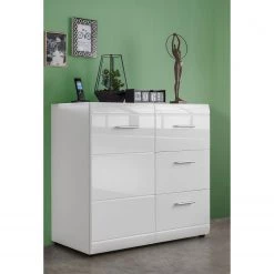 Germania Commode Adana - Blanc brillant -Commodes Soldes kommode adana hochglanz weiss 5188208