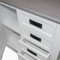 Maison Belfort Commode Nasinu V - Partiellement en paulownia massif - Blanc / Gris ancien -Commodes Soldes kommode braun weiss 4727836