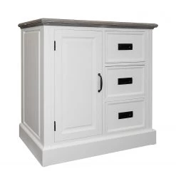 Maison Belfort Commode Nasinu IV - Partiellement en paulownia massif - Blanc / Gris ancien