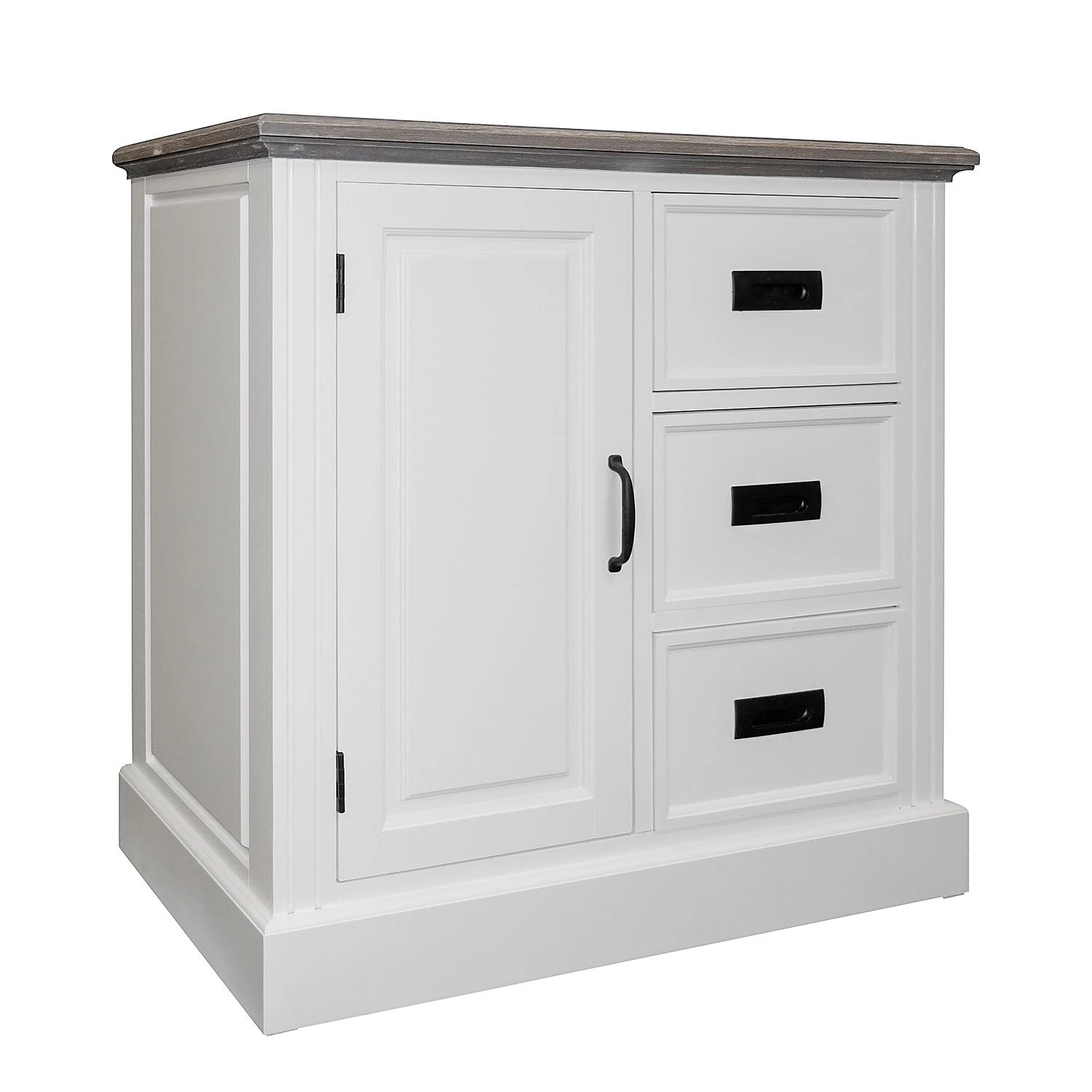 Maison Belfort Commode Nasinu IV - Partiellement en paulownia massif - Blanc / Gris ancien 1 Maison Belfort Commode Nasinu IV - Partiellement en paulownia massif - Blanc / Gris ancien