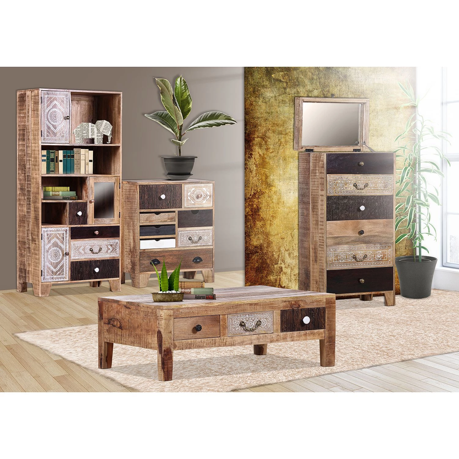 Ars manufacti Commode Curenna II - Partiellement en manguier massif - Manguier / Marron 2 Ars manufacti Commode Curenna II - Partiellement en manguier massif - Manguier / Marron – Image 2