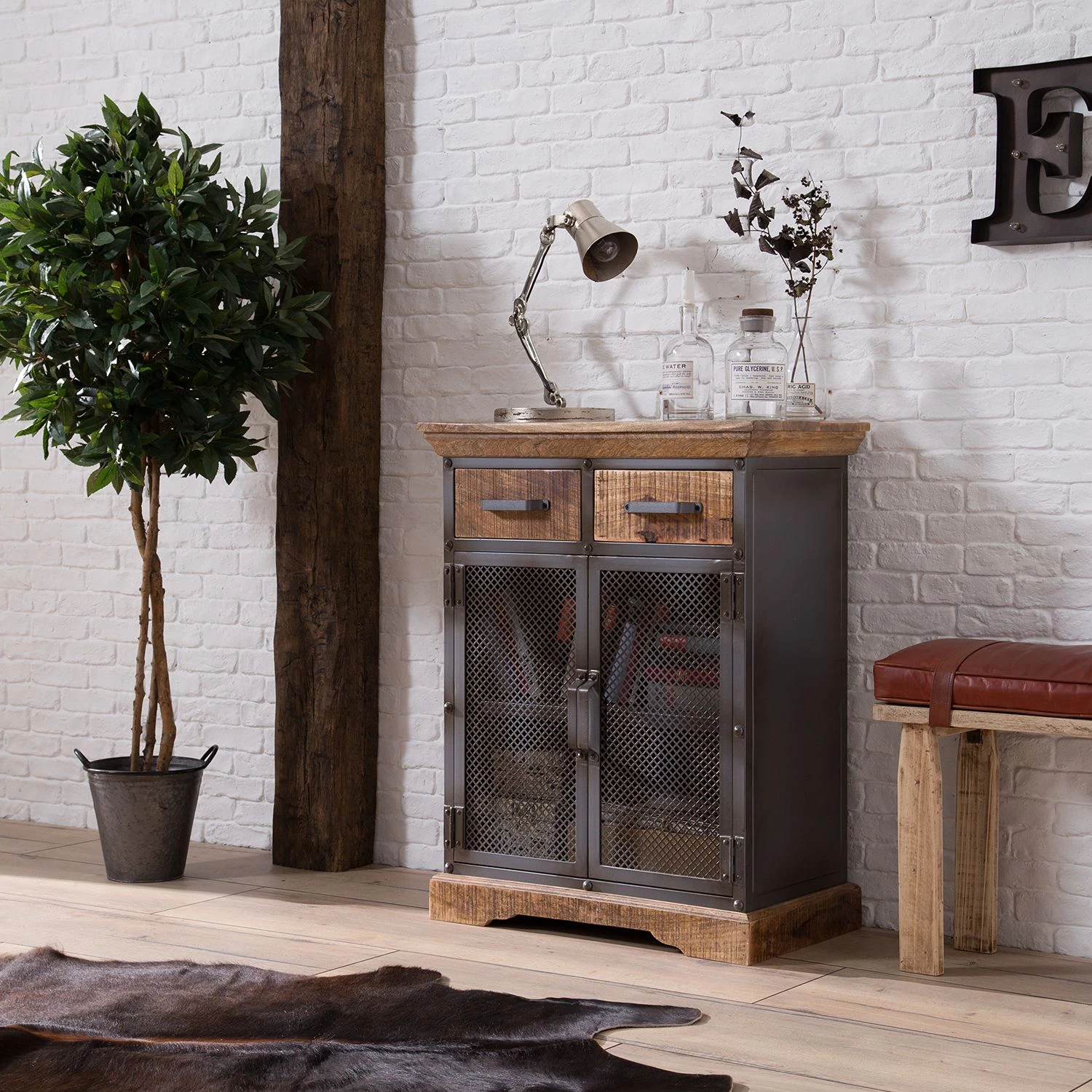 Ars manufacti Buffet Hunter II - Métal / Manguier massif- Manguier / Gris bleu 2 Ars manufacti Buffet Hunter II - Métal / Manguier massif- Manguier / Gris bleu – Image 2