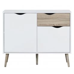 Mørteens Commode Sunndal I - Blanc / Chêne clair 9 Mørteens Commode Sunndal I - Blanc / Chêne clair -Commodes Soldes kommode sunndal gummibaum teilmassiv weiss eiche dekor 4753528