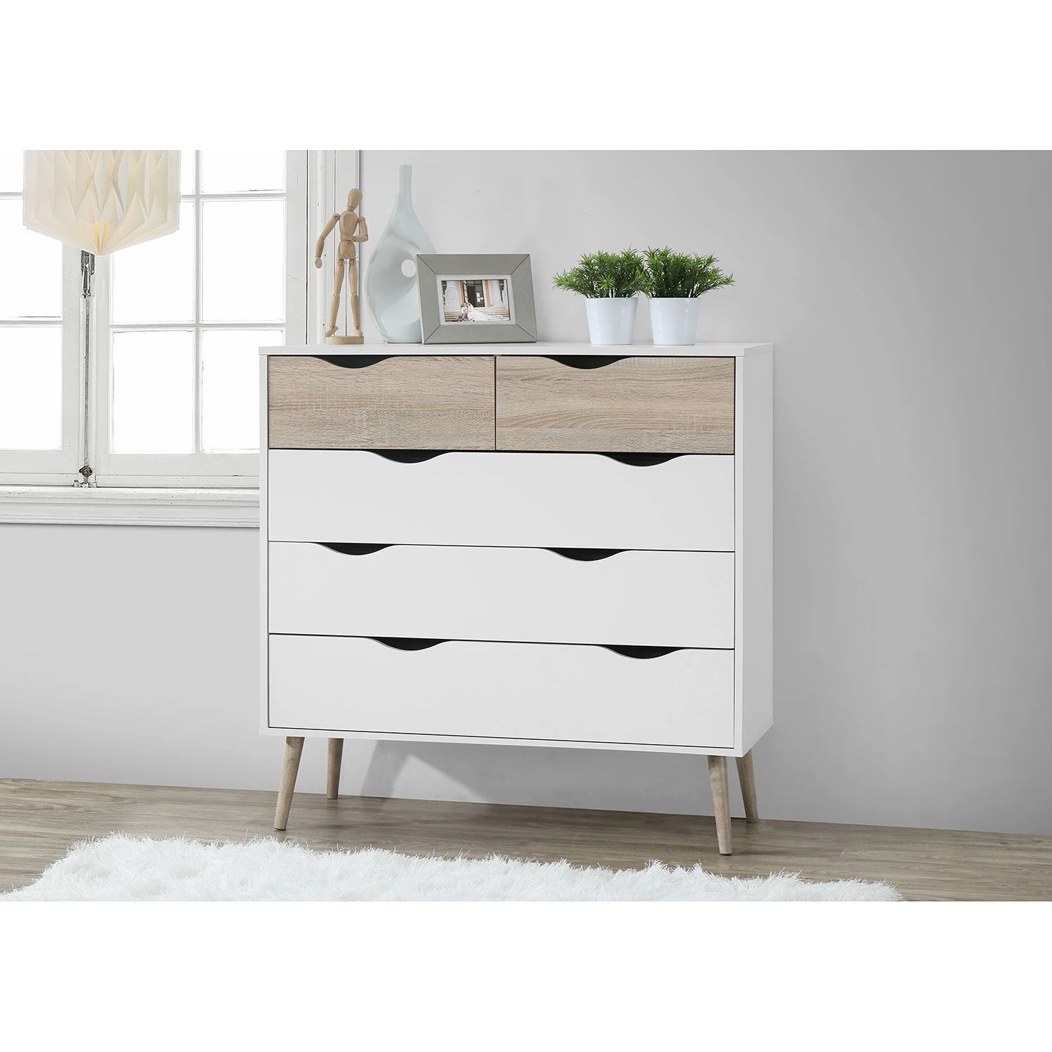 Mørteens Commode Sunndal II - Blanc / Chêne clair 2 Mørteens Commode Sunndal II - Blanc / Chêne clair – Image 2