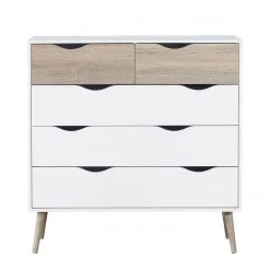 Mørteens Commode Sunndal II - Blanc / Chêne clair 8 Mørteens Commode Sunndal II - Blanc / Chêne clair -Commodes Soldes kommode sunndal ii gummibaum teilmassiv weiss eiche dekor 4753776