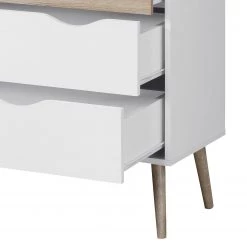 Mørteens Commode Sunndal - Blanc / Chêne clair -Commodes Soldes kommode sunndal weiss eiche dekor 4845144
